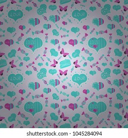 Love. Vector. Seamless Happy valentines day and wedding design elements. Doodles and curls. Invitation, menu, flyer, template. Gray, blue and white colors on background With Ornaments, Hearts.