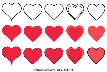 Love vector set nubes cute valentine sign symbol stroke red shapes reaction like good emotions heart shape minimal