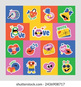 Un vector de amor que simboliza adorables formas de corazón, símbolos encantadores y otros elementos de San Valentín 