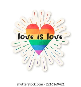 Love is Love. Vector T-shirt, Sticker Print, Plackard for Pride Month Celebrate. Typography Quote, Lgbt Rainbow, Transgender Flag. Pride Month Concept. LGBT, Gays, Lesbians, Fight for Rights