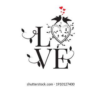 Love, vector. Wording design isolated on white background, lettering. Scandinavian minimalist poster design. Black and white wall art decor.  Artwork, wall decals, love quotes, greeting card design