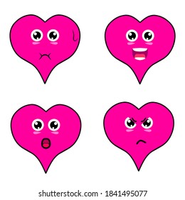 Love vectors with different facial expressions