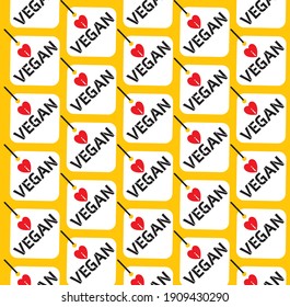 I love vegan seamless pattern on a yellow background