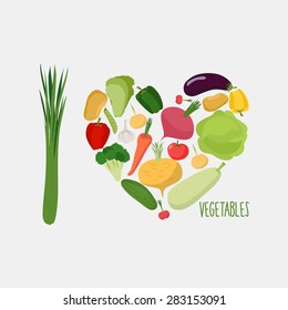 Love Vegetables Heart Plant Greens Healthy Stock Vector (Royalty Free ...