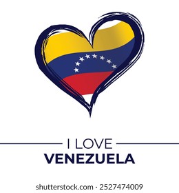 I Love Venezuela Banner with Flag in Heart. Venezuela love Emblem Isolated on White Background. Vector, Illustration, Isolated, Love, Background.