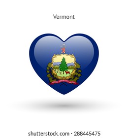 Love Vermont state symbol. Heart flag icon. Vector illustration.