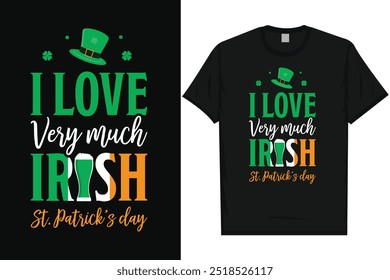 Me encanta el día de San Patricio irlandés Día del festival irlandés Diseño de camiseta de tipografía de hoja verde