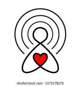 Love via internet sign. Vector illustration isolated on white background, logo, t-shirt design.