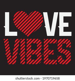 love vibes heart with typography design