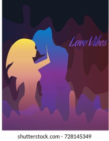 Love vibes - illustration with dancing couple