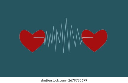 Vibrações do amor, Corações conectados. Ilustração de design de vetor.