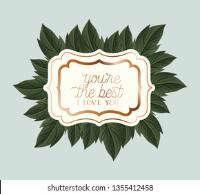 love victorian frame with leafs
