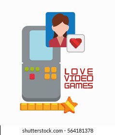 love video game portable girl character vector illustration