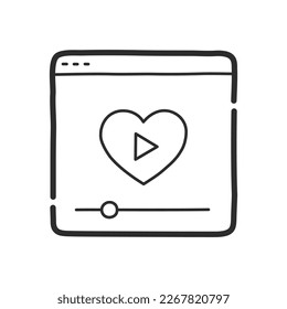 Love video icon. Hand drawing design style. Vector.