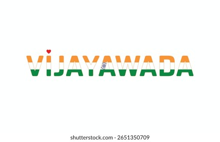 I Love Vijayawada, Typographic Design of I Love Vijayawada on a white background, Flag Typography of Vijayawada with heart, Vector design of I Love Vijayawada
