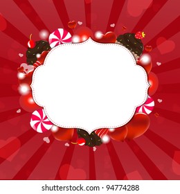 Love Vintage Card With Hearts, Vector Illustration