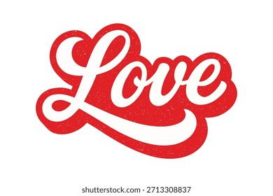 Love Antiguas Script Typography Ilustración en rojo