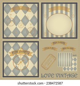 LOVE VINTAGE. VECTOR SET.