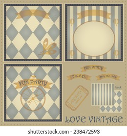 LOVE VINTAGE. VECTOR SET.
