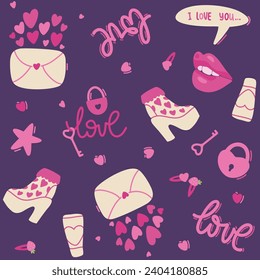 Love violet seamless pattern. Valentines day