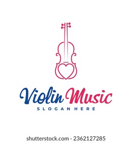 Plantilla de diseño de logotipo de Love Violin. Ilustración vectorial del logotipo de Violin creativo.