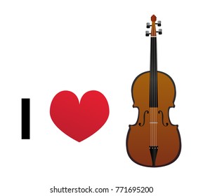 I love violin vector icon