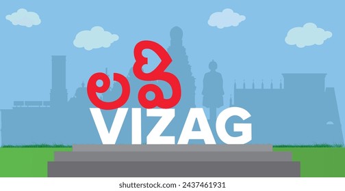 Love Vizag vector Vizag city Visakhapatnam Andhra Pradesh India