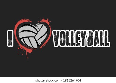 I love volleyball. Design pattern on the volleyball theme for greeting card, logo, emblem, banner, poster, flyer, badges. Vector illustration