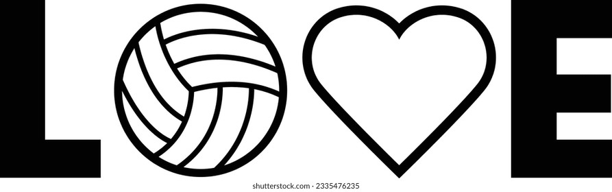 Love with volleyball and heart icon (Editable) - Vector Illustration