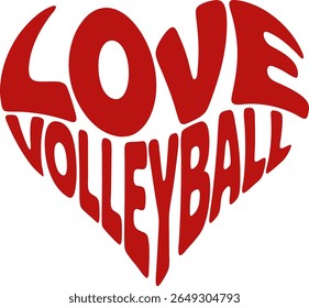 Love Volleyball Retro Typography Heart