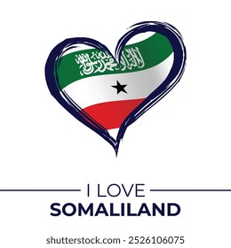 I Love Wales Somaliland with Flag in Heart. United Kingdom love Emblem Isolated on White Background. Vector, Illustration, Isolated, Love, Background.