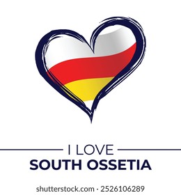 Eu adoro o País de Gales e a Ossétia do Sul com Flag in Heart. Reino Unido amor Emblem isolado no fundo branco. Vetor, Ilustração, Isolado, Amor, Plano de Fundo.