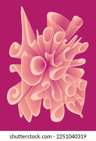 I love, I want and I will, inscription in Russian. Love 3d text effect. Valentine card template. Volumetric lettering.
