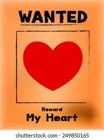 Love wanted concept by vector and illustration