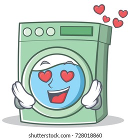 In love washing machine character cartoon