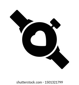 love watch glyph flat vector icon