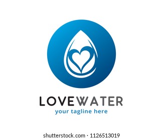 Love Water Logo Design Template