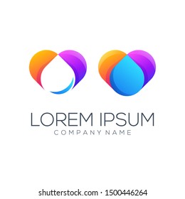 love water logo design vector abstract