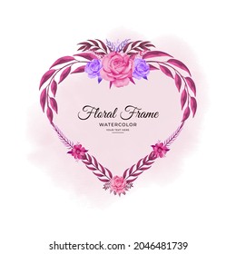 Love watercolor floral frame design