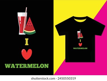 I love watermelon t-shirt design, Typography modern T-shirt design for men and women, Modern, Simple, Lettering—vector file, Ready for print.