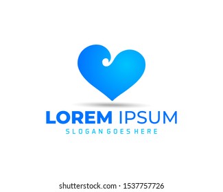 Love Wave Logo Design Element. heart with wave logo vector template