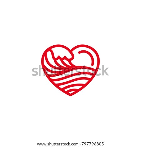 Love iWavei Sea Ocean Water Icon Stock Vector Royalty Free 