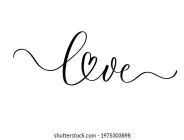 Love. Wavy elegant calligraphy spelling for decor