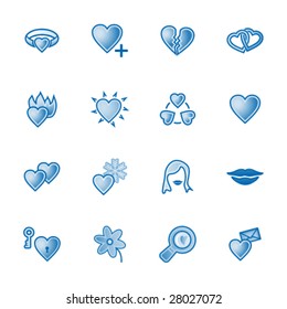 Love web icons, blue series