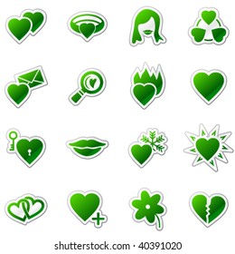Love web icons, green sticker series