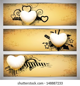 Encabezado o conjunto de banners de la página web de amor.