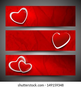 Encabezado o conjunto de banners de la página web de amor. 