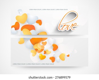 Love website header or banner set with hearts.