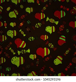 Love wedding background design. Nice gray, red and green colors elements. Seamless Valentine heart love seamless pattern with heart. Vector illustration.