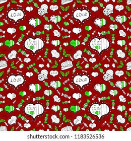 Love wedding background design. Vector illustration. Seamless Valentine heart love seamless pattern with heart. Nice red, white and black colors elements.
